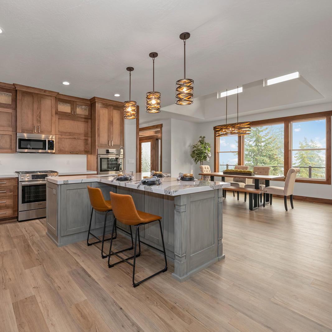 Shot of the Cornerstone home design kitchen, winner of the 2021 Parade of Homes